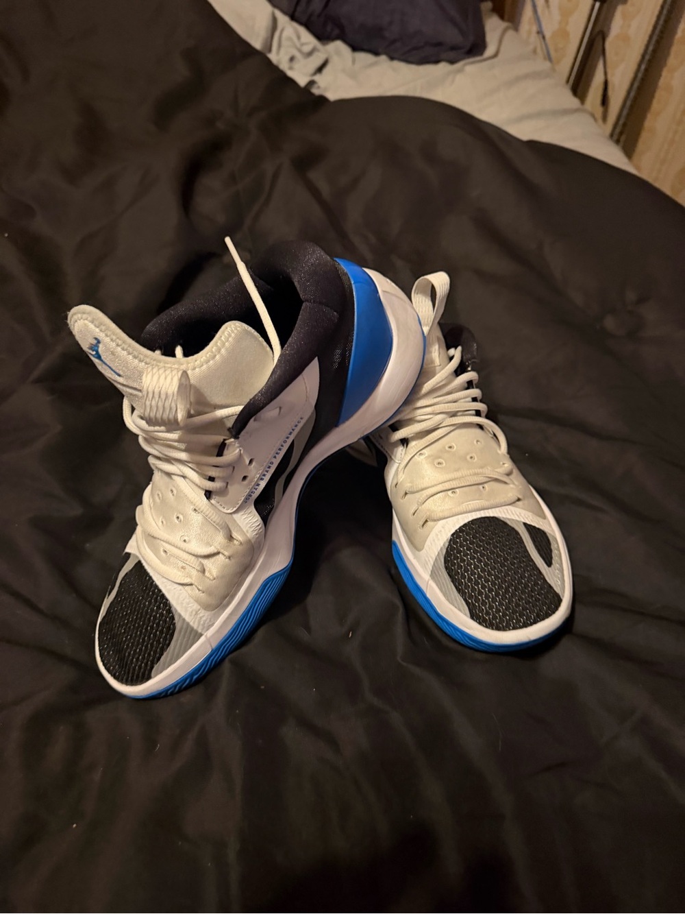 Jordan White Black Blue High-Top Sneakers